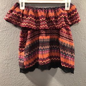 Cropped off the shoulder shirt.